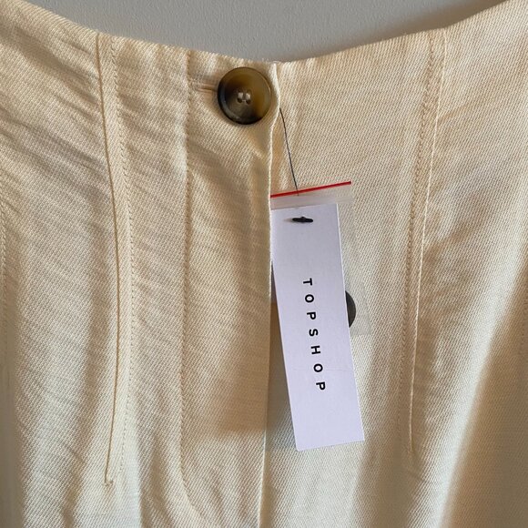 Topshop Wide-leg Cropped Cream Trousers Summer Pants - Picture 5 of 9